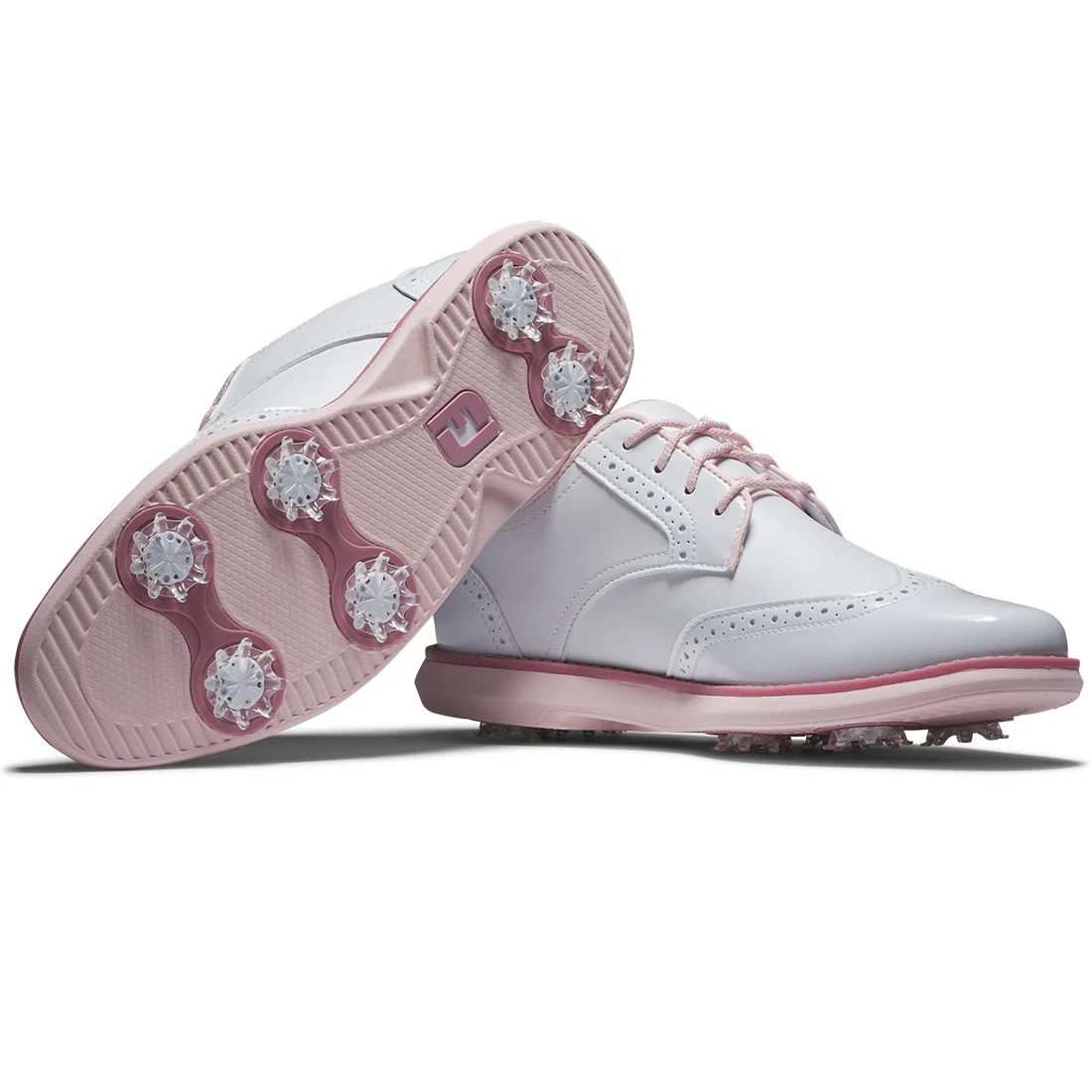 FootJoy Women's Traditions Wing Tip Golf Shoes White/Pink - Image 4