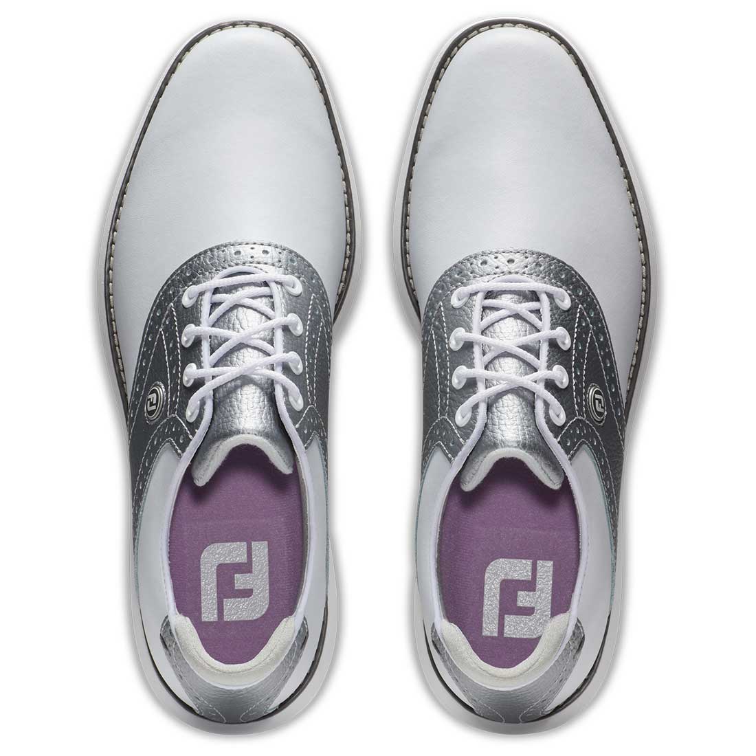 FootJoy Women's Traditions SL Golf Shoes White/Silver - Image 6